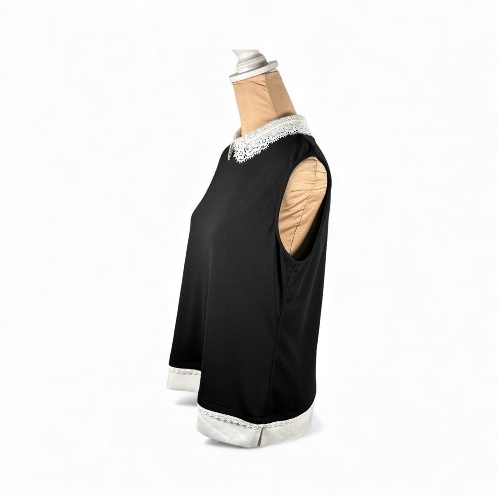 KARL LAGERFELD PARIS Lace Collar Sleeveless Blouse Size Medium - Picture 6 of 9